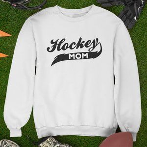 🆕Hockey Mom White Fleece Crew Sweatshirt